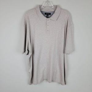 Nordstrom Brand Heather Taupe Button Up Short Sleeves Knit Cotton Polo Shirt XL